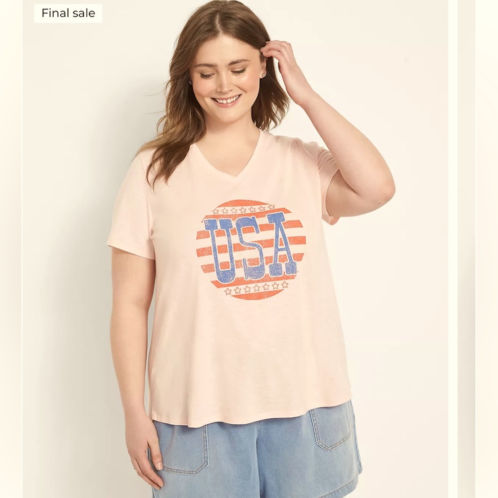 Lane Bryant - Classic USA Stripes Graphic Tee